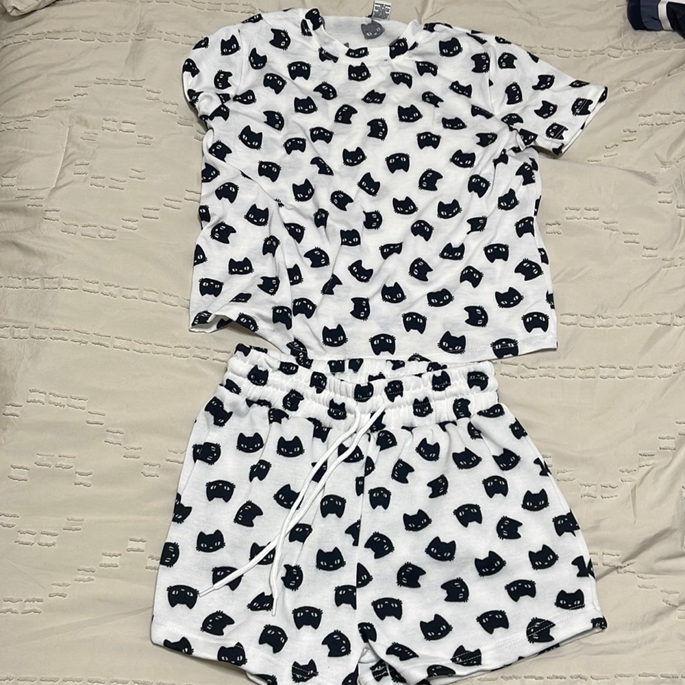 Black cat pj set